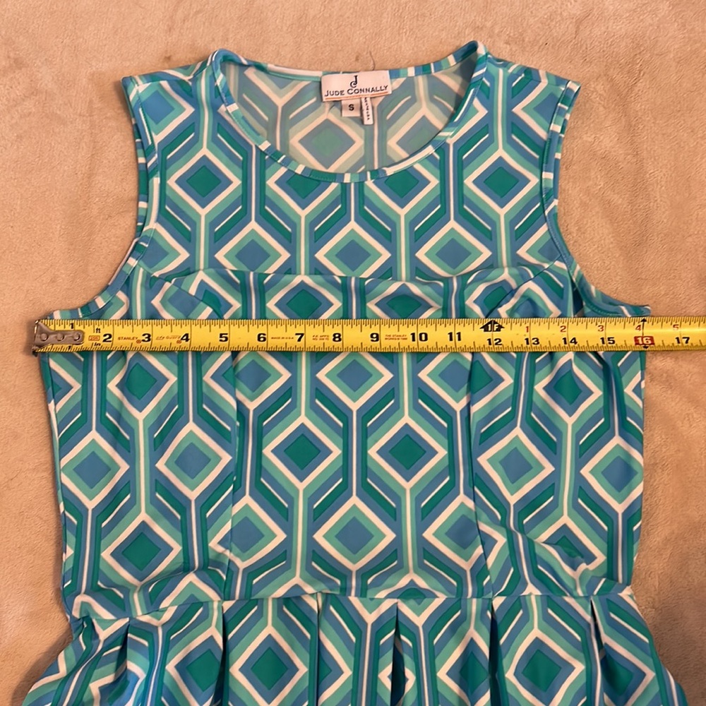 Jude Connally teal blue pattern sleeveless dress - S - Picture 4 of 6
